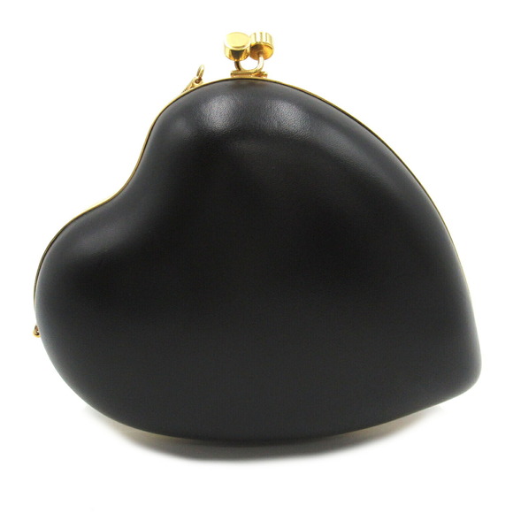Saint Laurent Heart-Shaped Shoulder Leather Yves  Black Bag - Picture 1 of 10